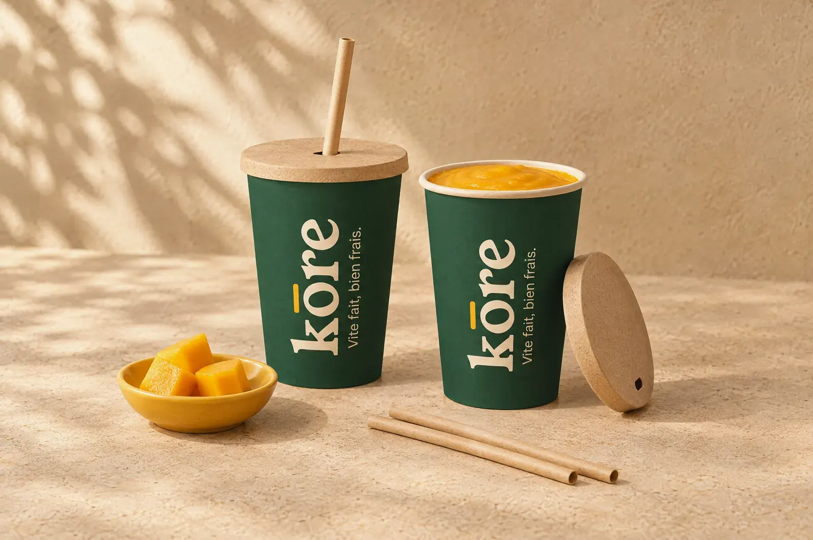 Gobelet, couvercle et paille en carton, sans plastique (illustration)