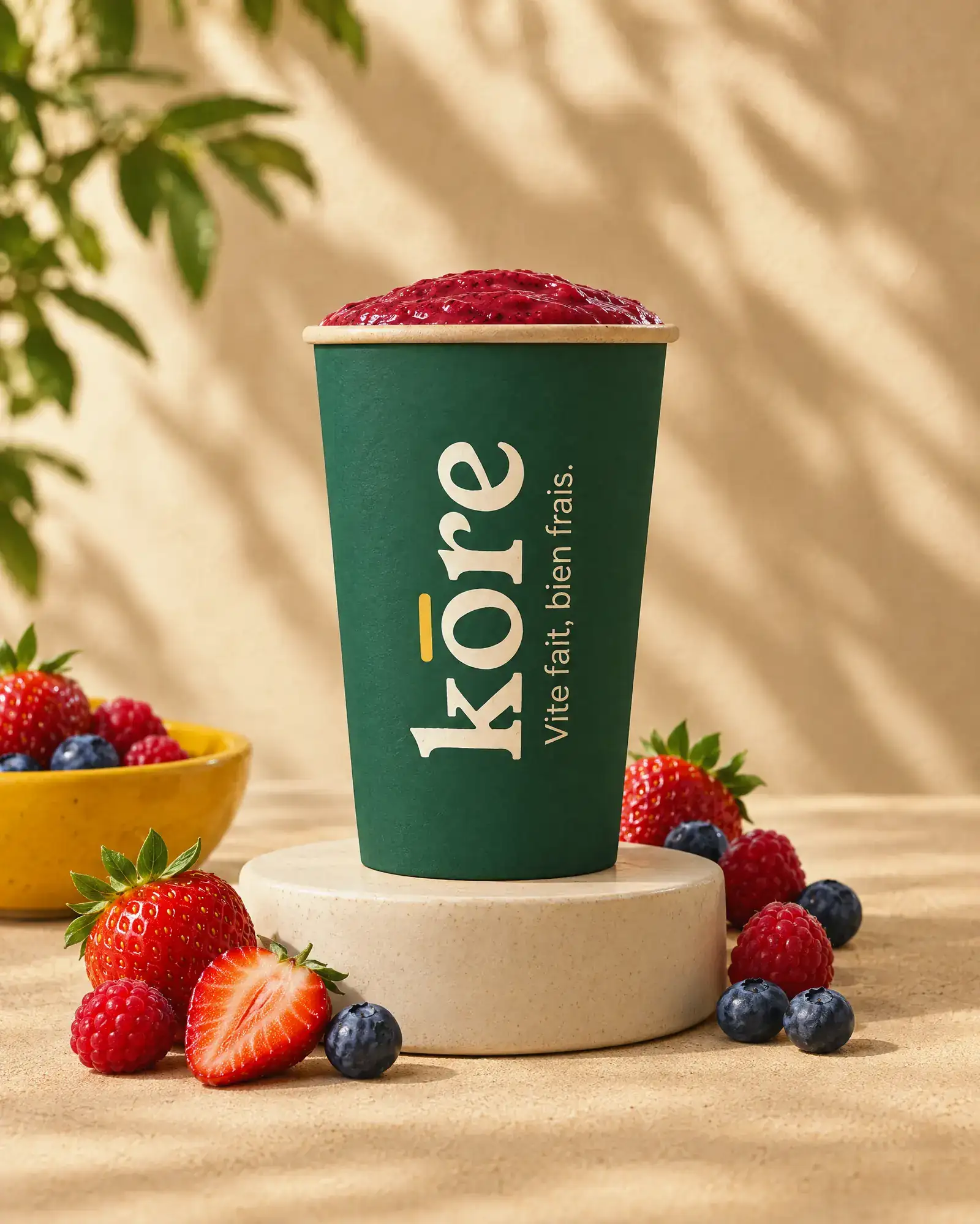 Smoothie fruits rouges dans le gobelet Kōre (illustration)