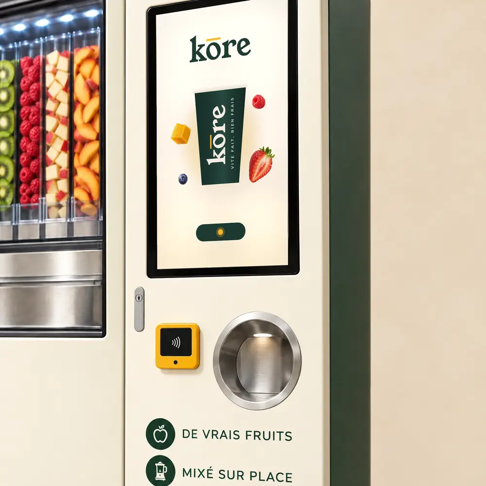 L’écran du distributeur Kōre, où l’usager choisit sa recette (illustration)
