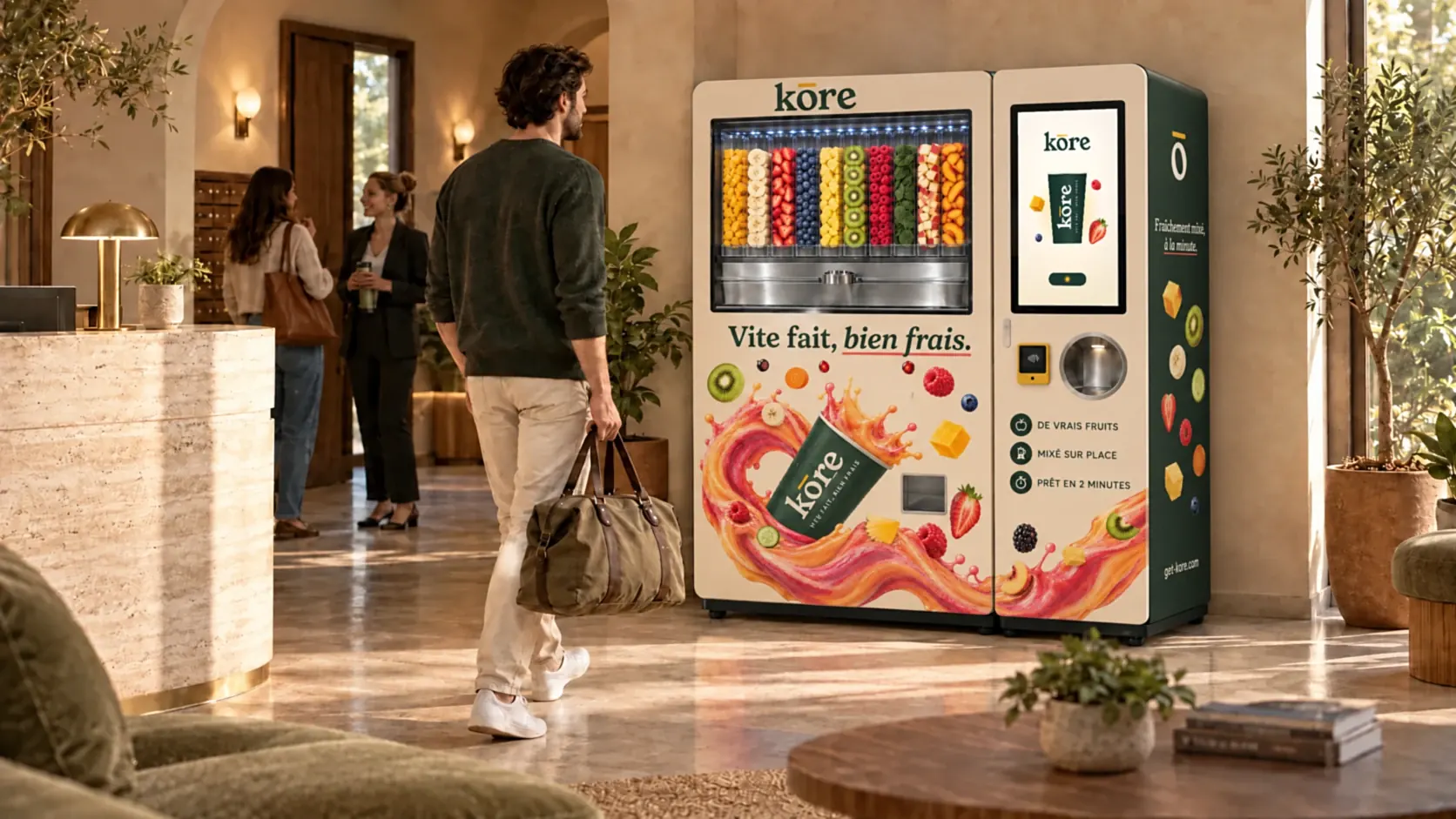 Distributeur automatique de boissons Kōre en hôtels & résidences (illustration)
