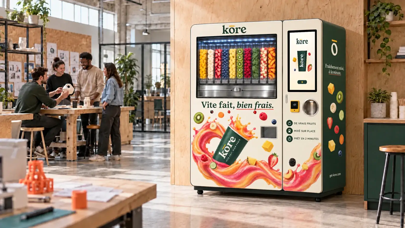 Distributeur automatique de boissons Kōre en incubateurs (illustration)